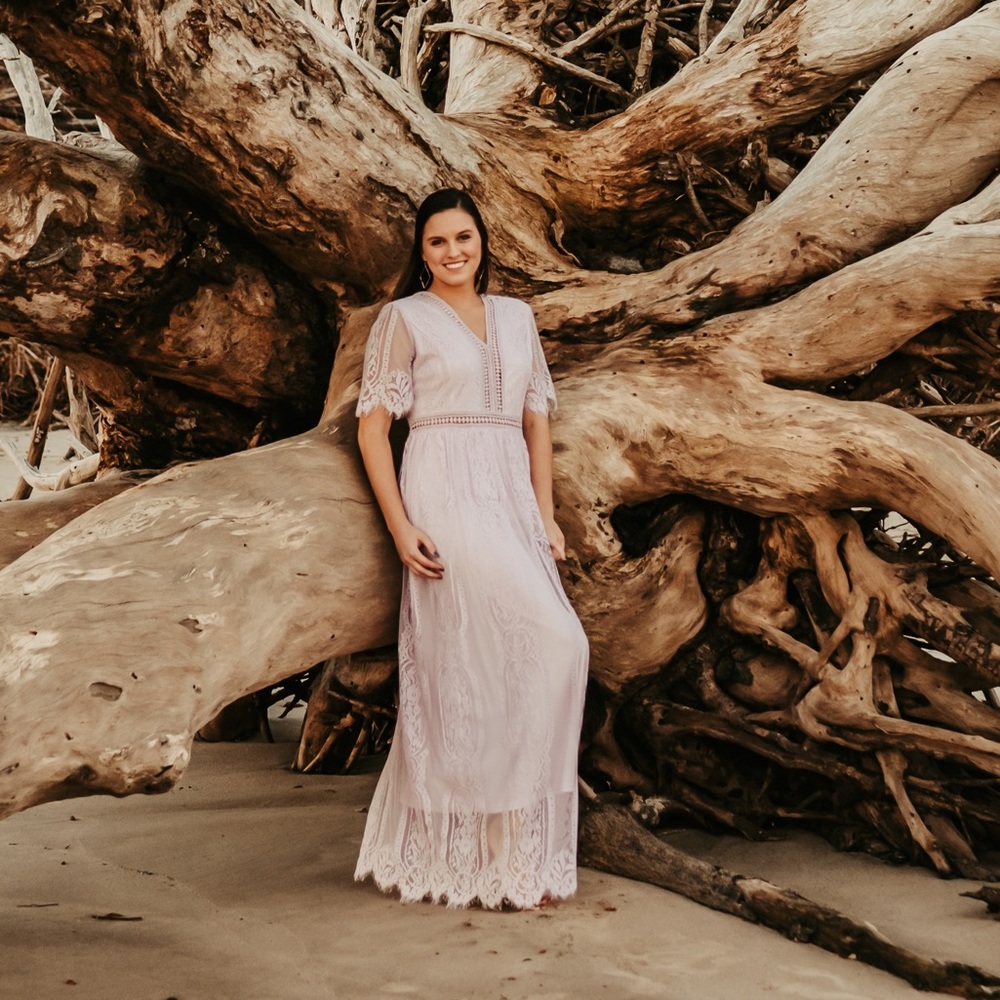 Purple lilac lace dress